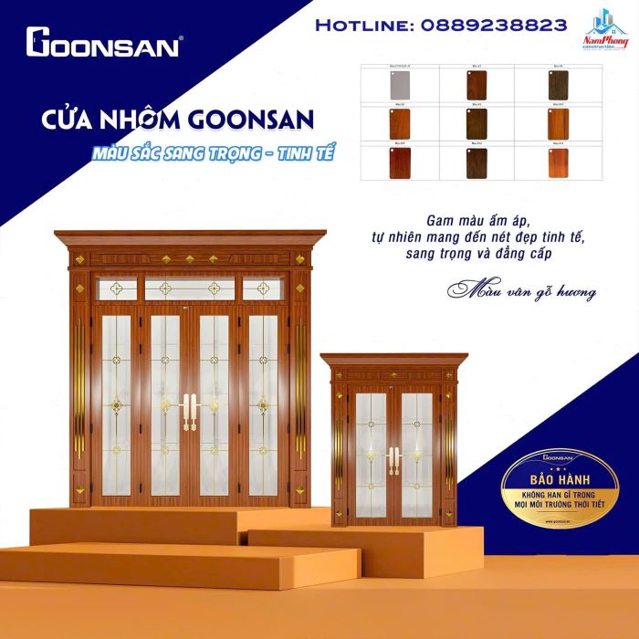 Cửa nhôm màu vân gỗ hương - Công Ty Cổ Phần Sản Xuất Và Thương Mại Xuất Nhập Khẩu Goonsan